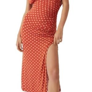 Free people Orange One Shoulder Slit Bodycon Dress